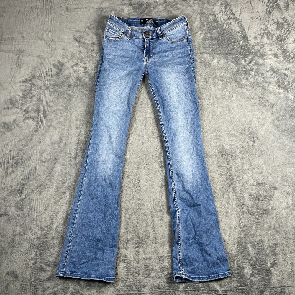 Hollister Jeans Women 00R Blue Denim Cotton Classic Stretch Low Rise Bootcut Leg